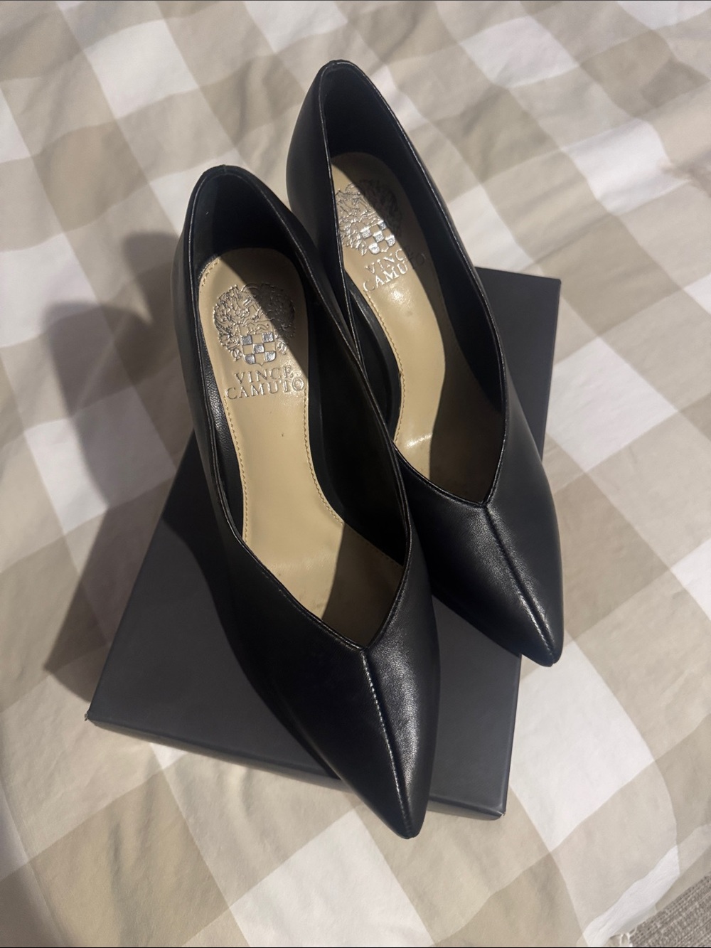 Vince Camuto Black Pointed Leather Pumps
